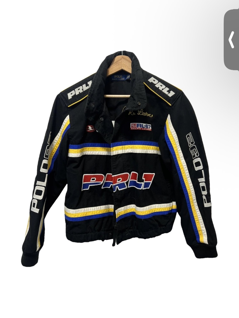Polo by Ralph Lauren Black 'PRL' Racing Log Jacket size small